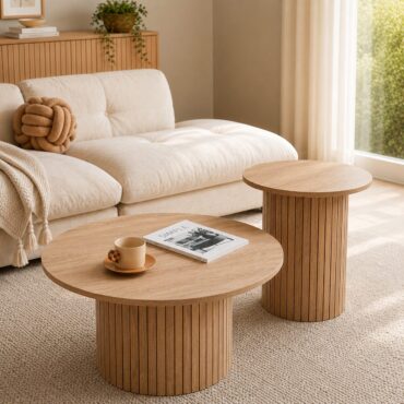 Solna Coffee Table Set – Scandinavian Design, Natural Finish