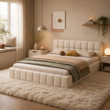 Cama Holmestrand de 140 × 200 cm en color beige