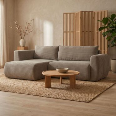 Arendal Corner Sofa – Left Facing – 4 Seater – Light Taupe Corduroy
