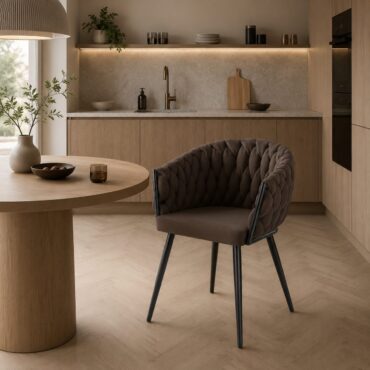 Silla de comedor Alta – Sillón moderno de terciopelo marrón