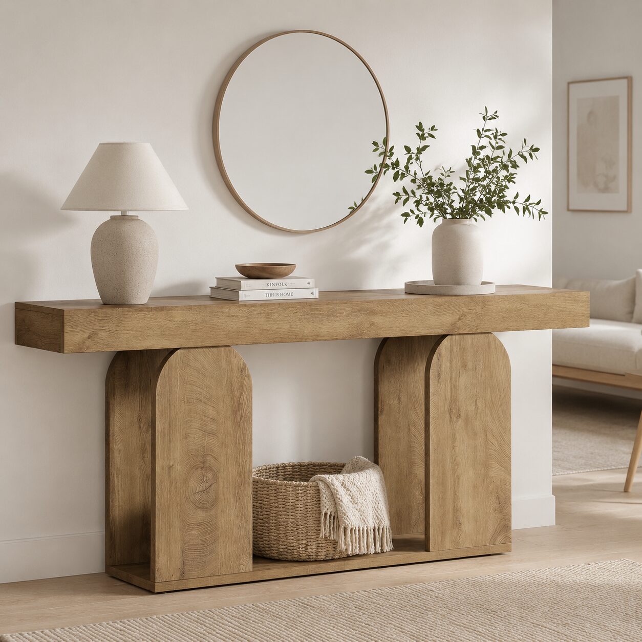Mesa consola Kristiansand – Acabado en madera rústica